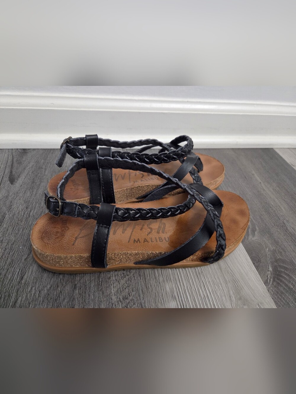Blowfish Malibu Black Braided Sandals Sz. 7